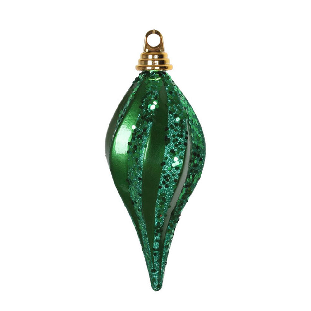 Vickerman 8'' Green Glitter Swirl Drop Christmas Ornament