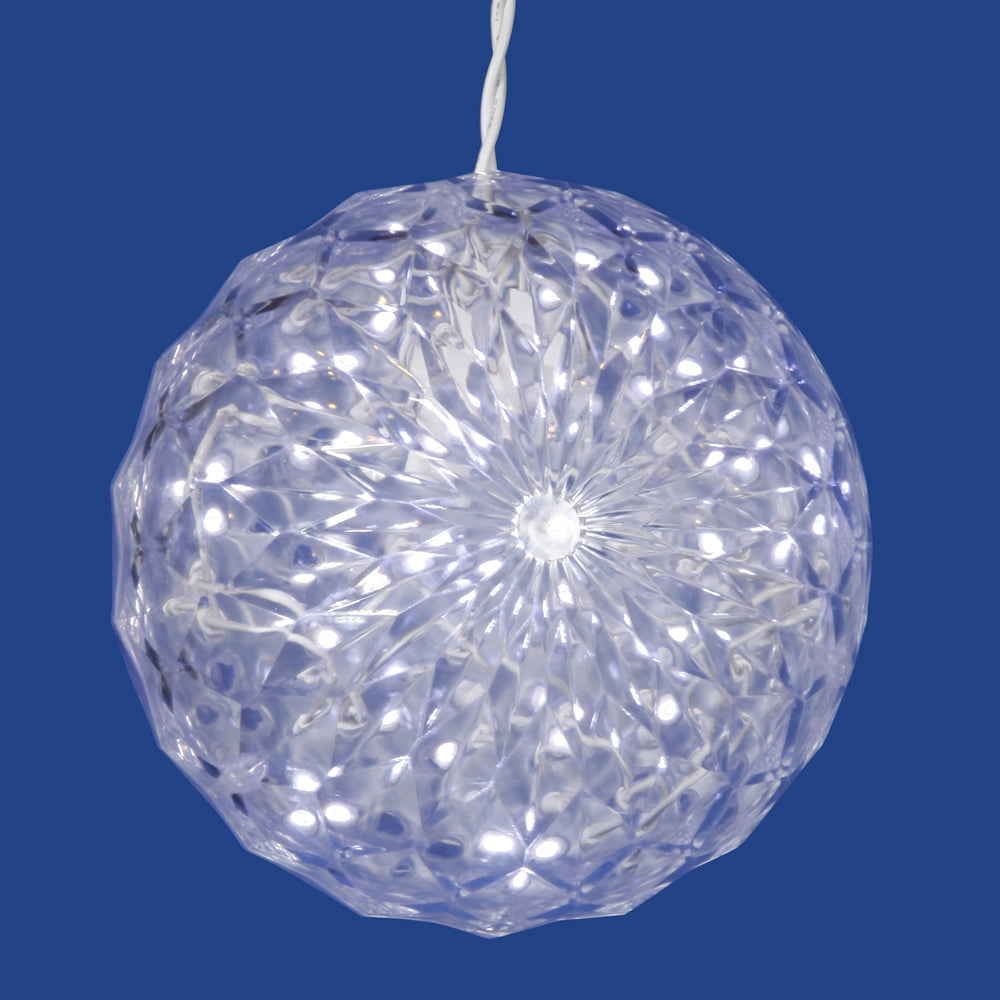 Vickerman 6" Crystal Ball Christmas Ornament with 30 Cool White LED Lights