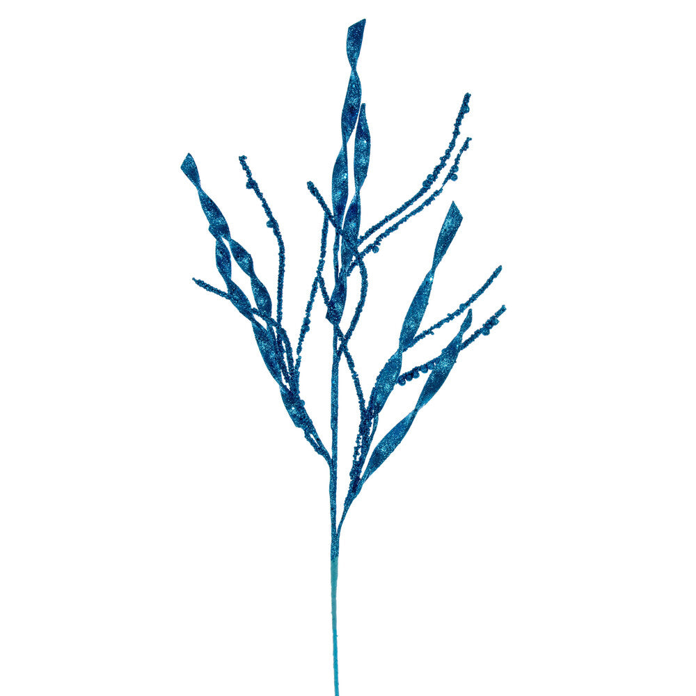 Vickerman 34" Turquoise Wavy and Spiral Glitter Spray 6 per bag.