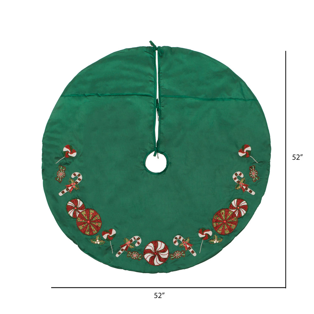 Vickerman 52" Green Beaded Candy Cane Christmas Tree skirt