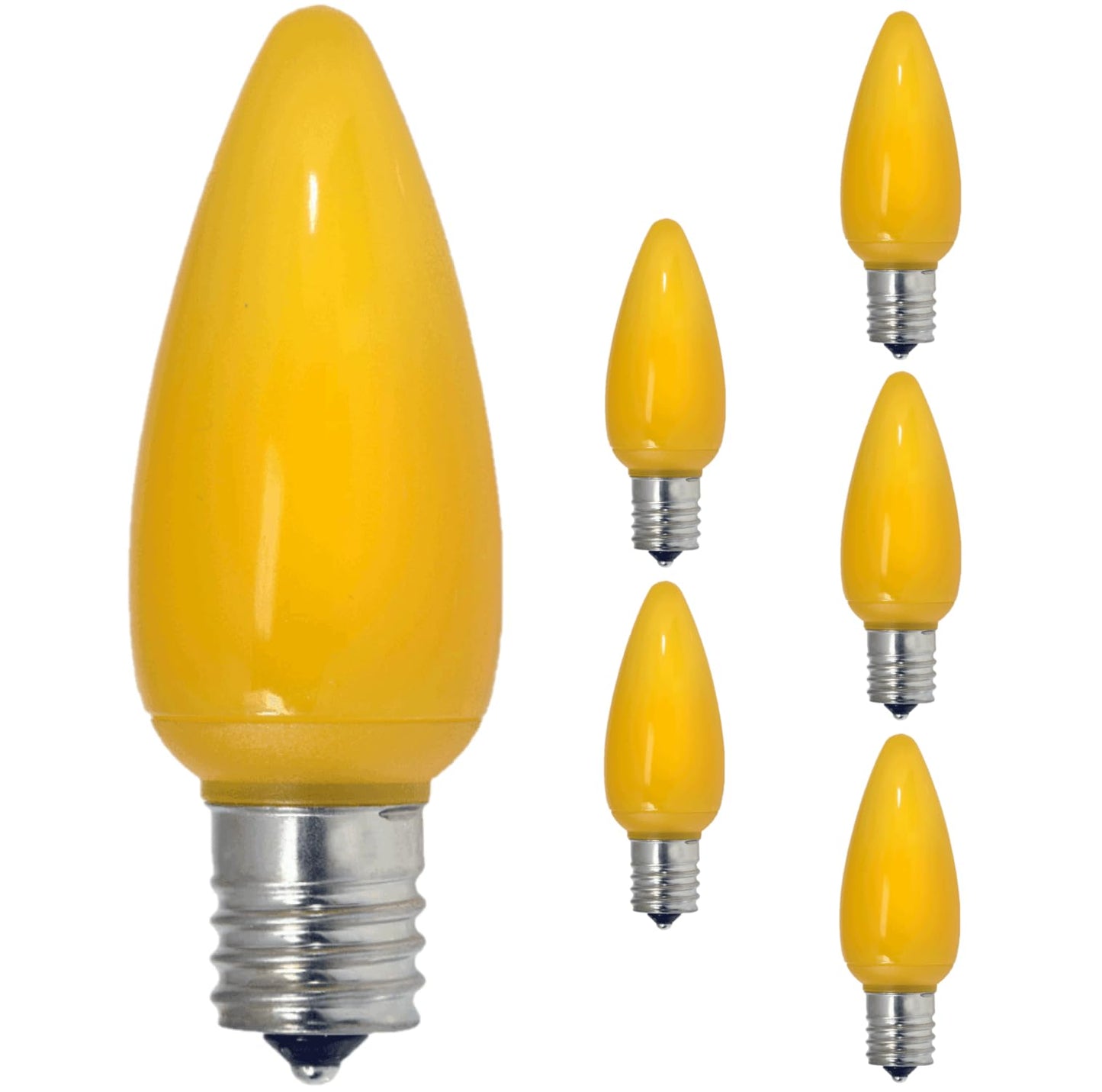 Damar- C9 LED Replacement Christmas Light Bulbs Twinkle Solid Yellow 0.6W-0.96W E17 Intermediate Base 100-130V Pack of 6- Commercial Grade Shatterproof String Colored Lights for Patio Holiday Xmas