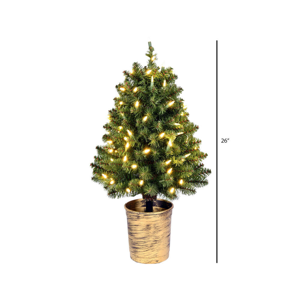 Vickerman 26" Potted Tifton Cone Topiary Artificial Christmas Tree Warm White Dura-lit LED Lights