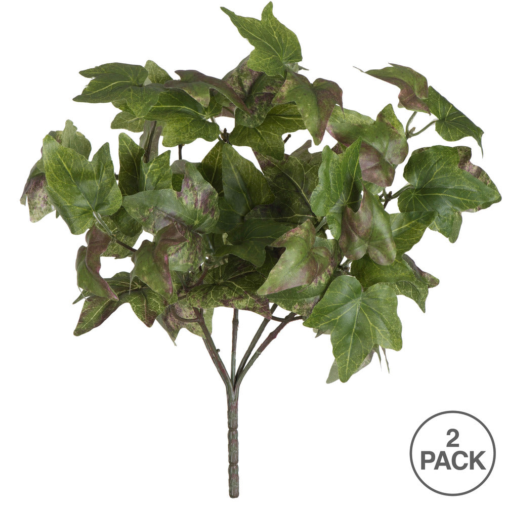 Vickerman 13" Artificial Green Ivy Bush Pack of 2