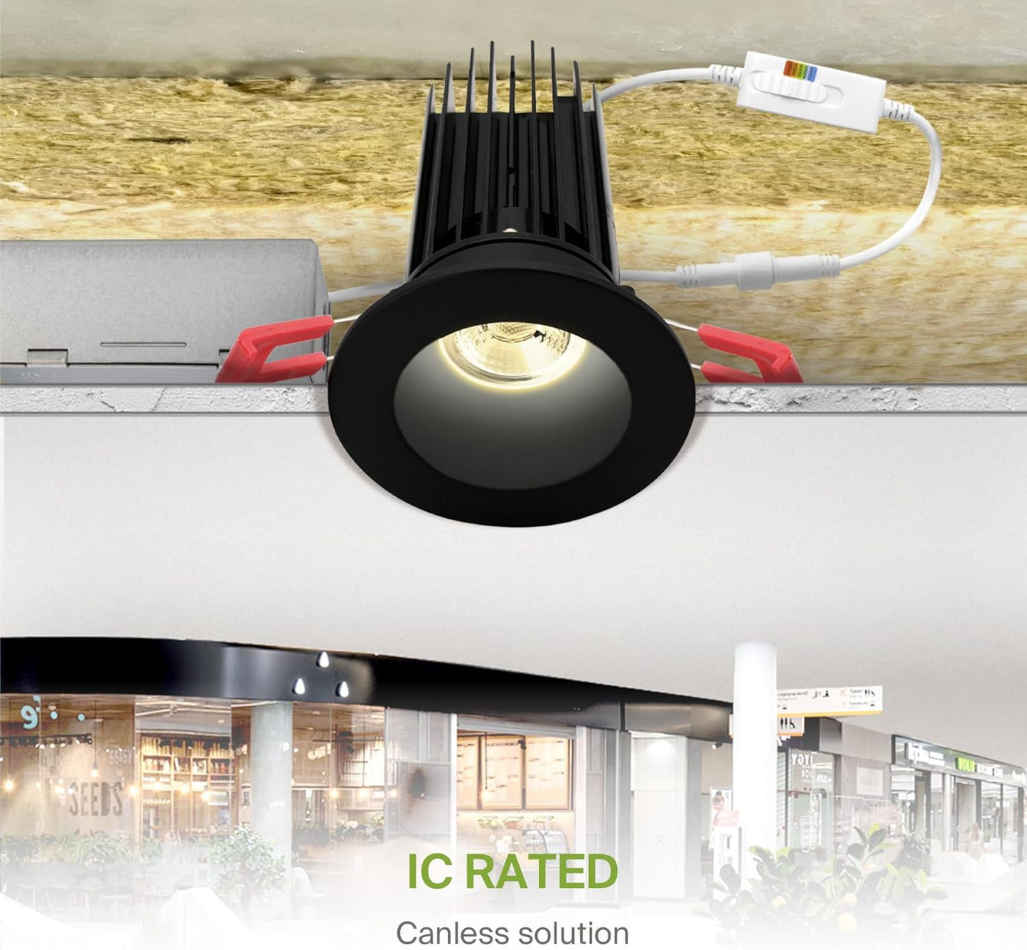 ASD Lighting LED Downlight Round 2inch 15W 120V Triac 2700/3000/3500/4000/5000K Black ETL Energy Star