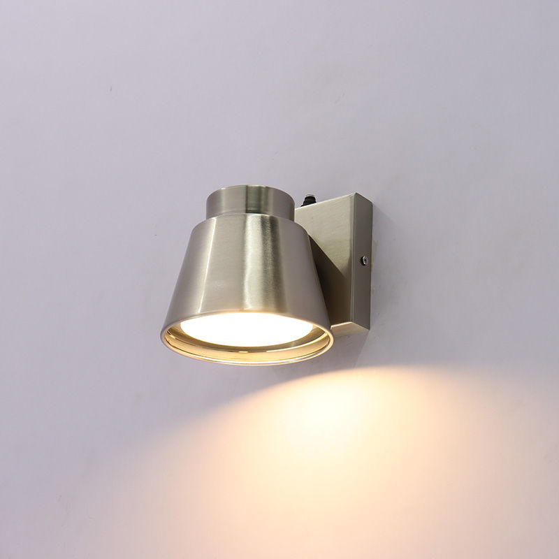Westgate Mini Cone Outdoor Wall Light 10W 5Cct Dim. With Photocell, Brushed Nickel, Outdoor Lighting, 10W, 700 Lumens, 27K/30K/35K/40K/50K