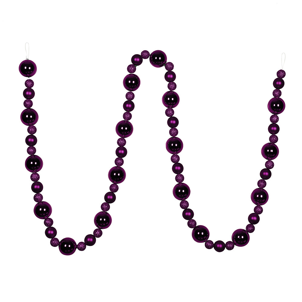 Vickerman 9' Plum Assorted Christmas Ball Ornament Garland