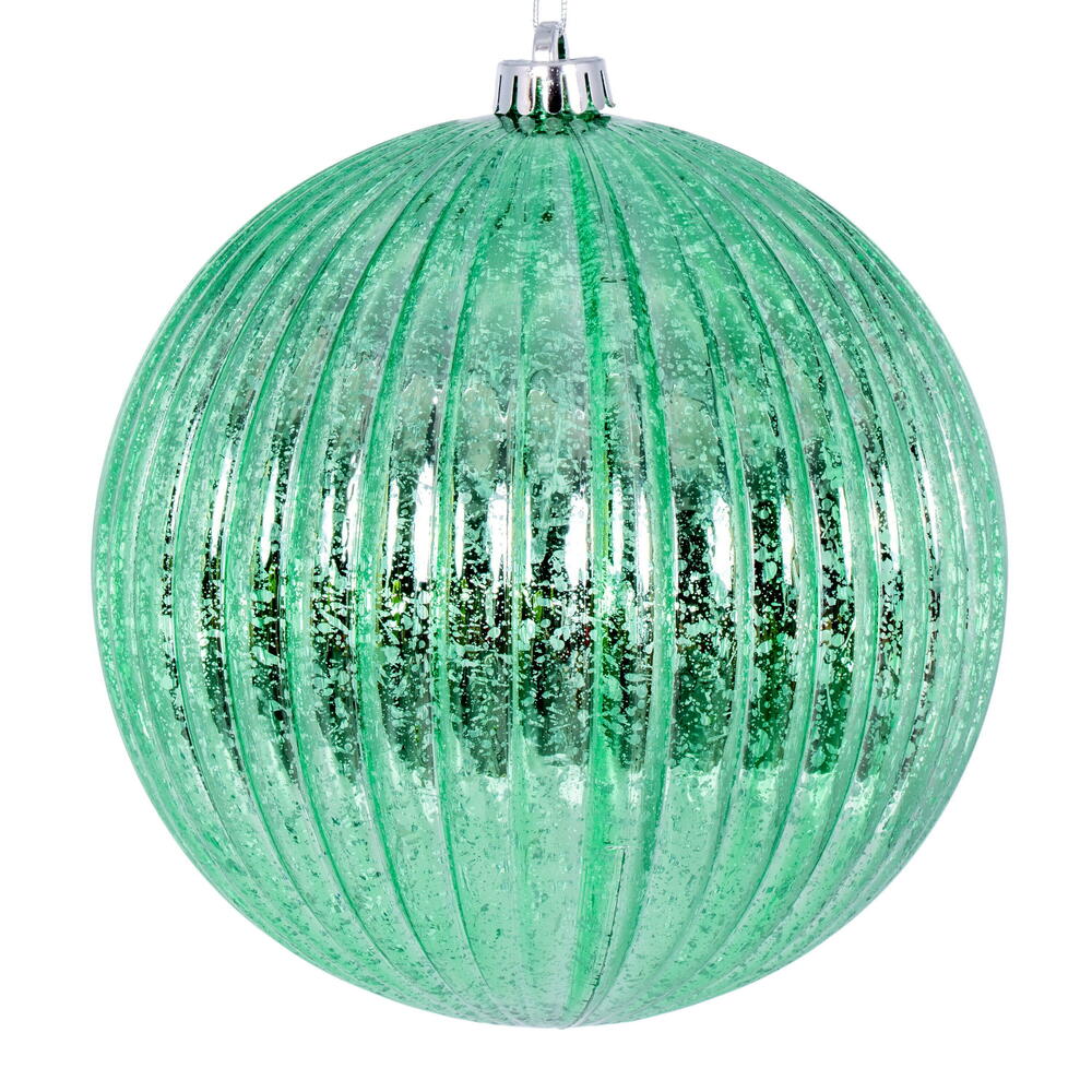 Vickerman 6" Seafoam Shiny Lined Mercury Ball Ornament 4 per bag.