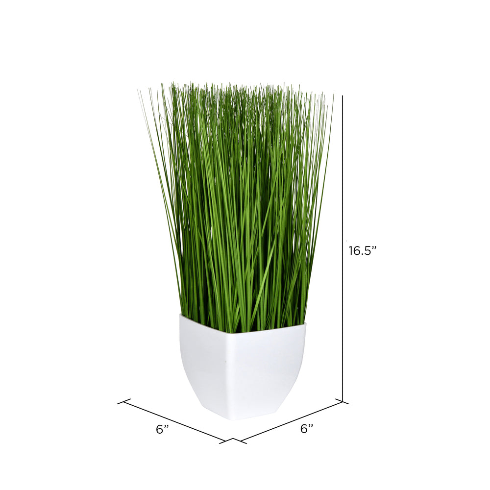 Vickerman 16.5" Artificial Green Potted Grass.