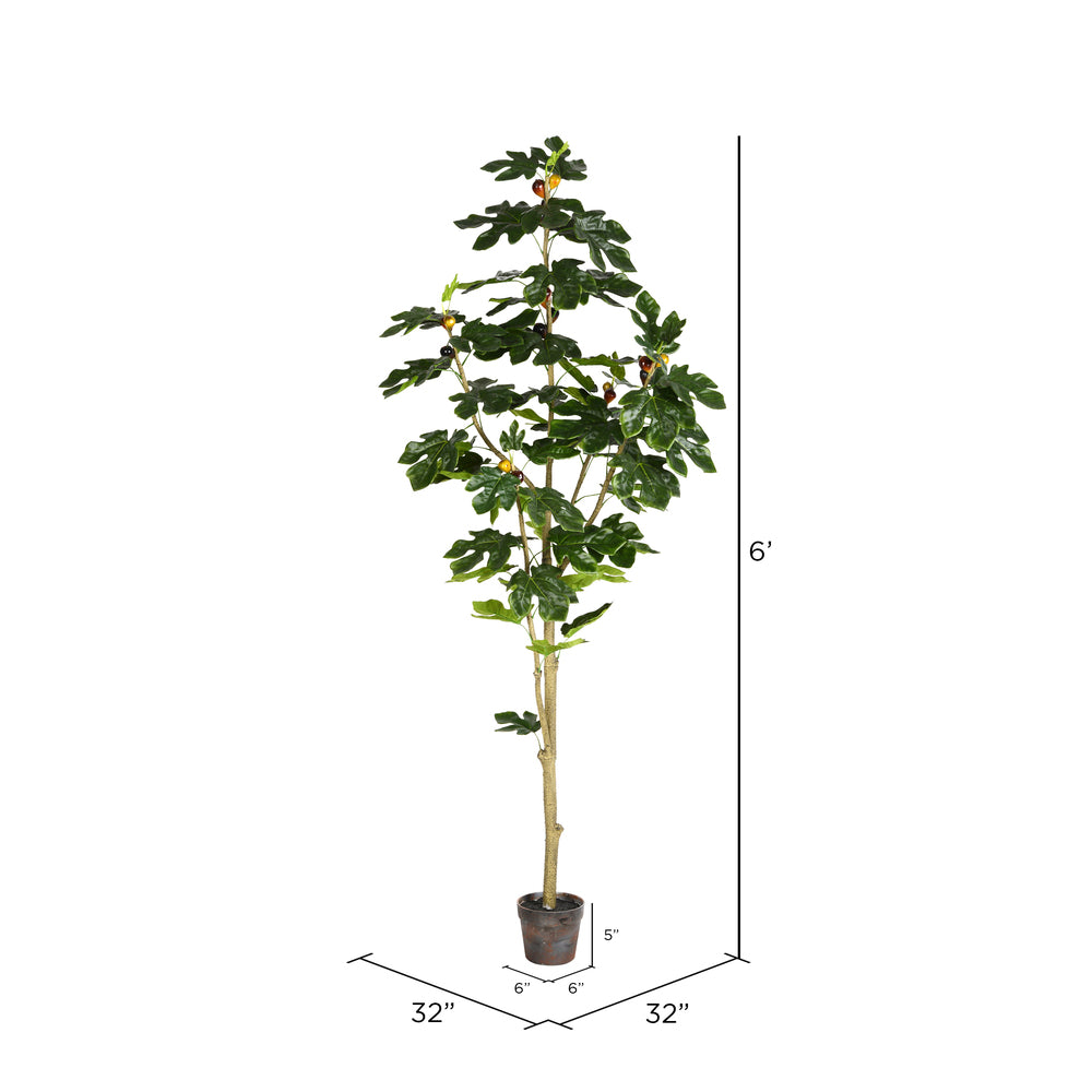 Vickerman 6' Artificial Potted Fig Tree.