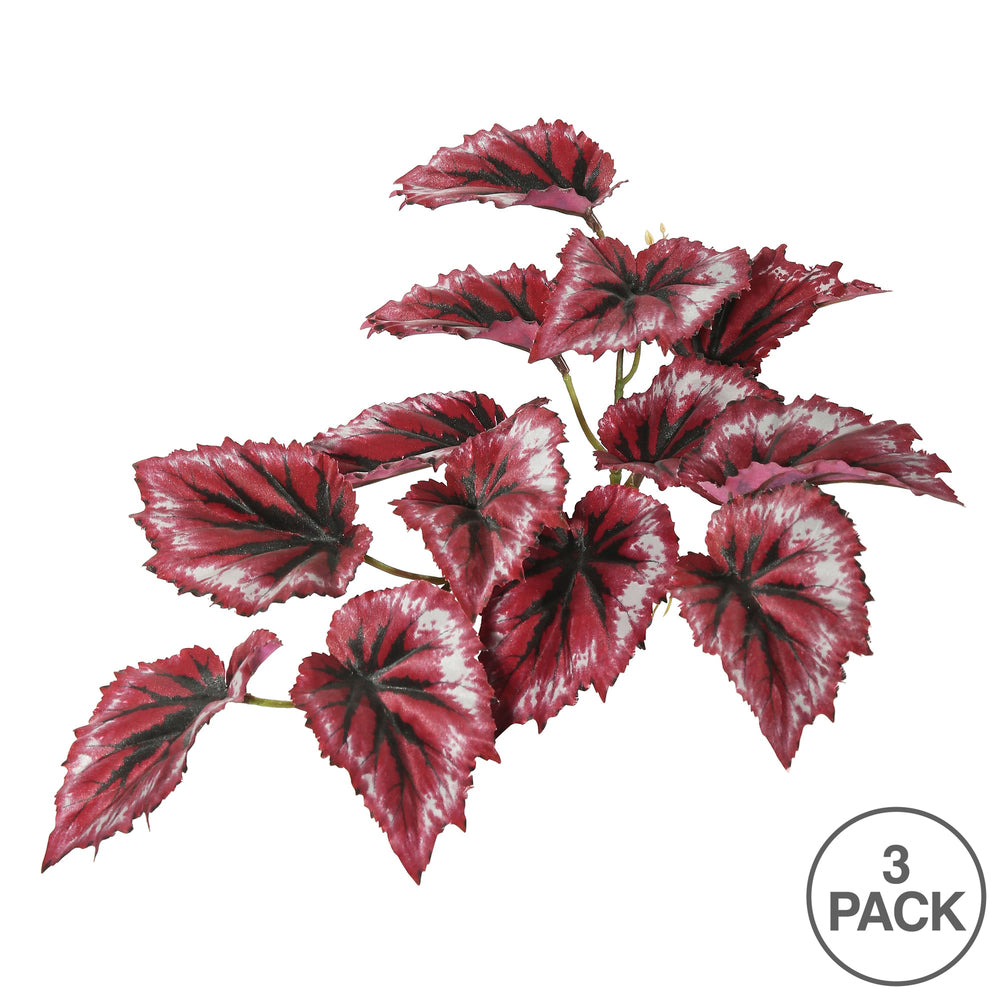 Vickerman 12" Artificial Red Begonia Hanging Bush 3/Pk