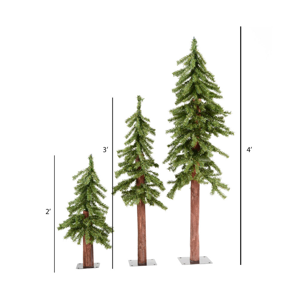 Vickerman 2' 3' 4' Natural Alpine Artificial Christmas Tree Set Unlit
