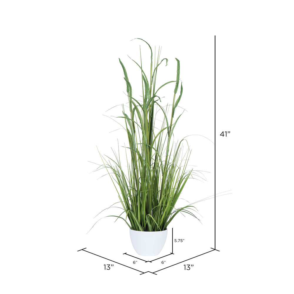 Vickerman 41" Artificial Green Potted Bamboo and Grass.
