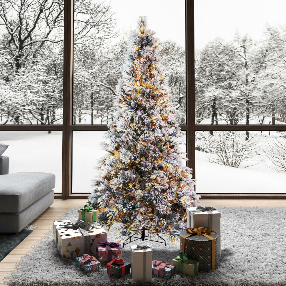 Vickerman 6.5' x 42" Flocked Atka Pine Artificial Christmas Tree 3mm LED Color Changing Lights