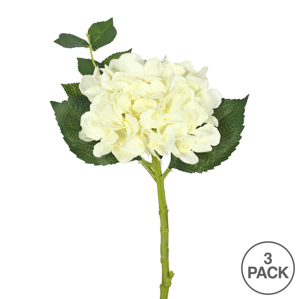 Vickerman 15" Short Stem Artificial Cream Hydrangea Set of 3