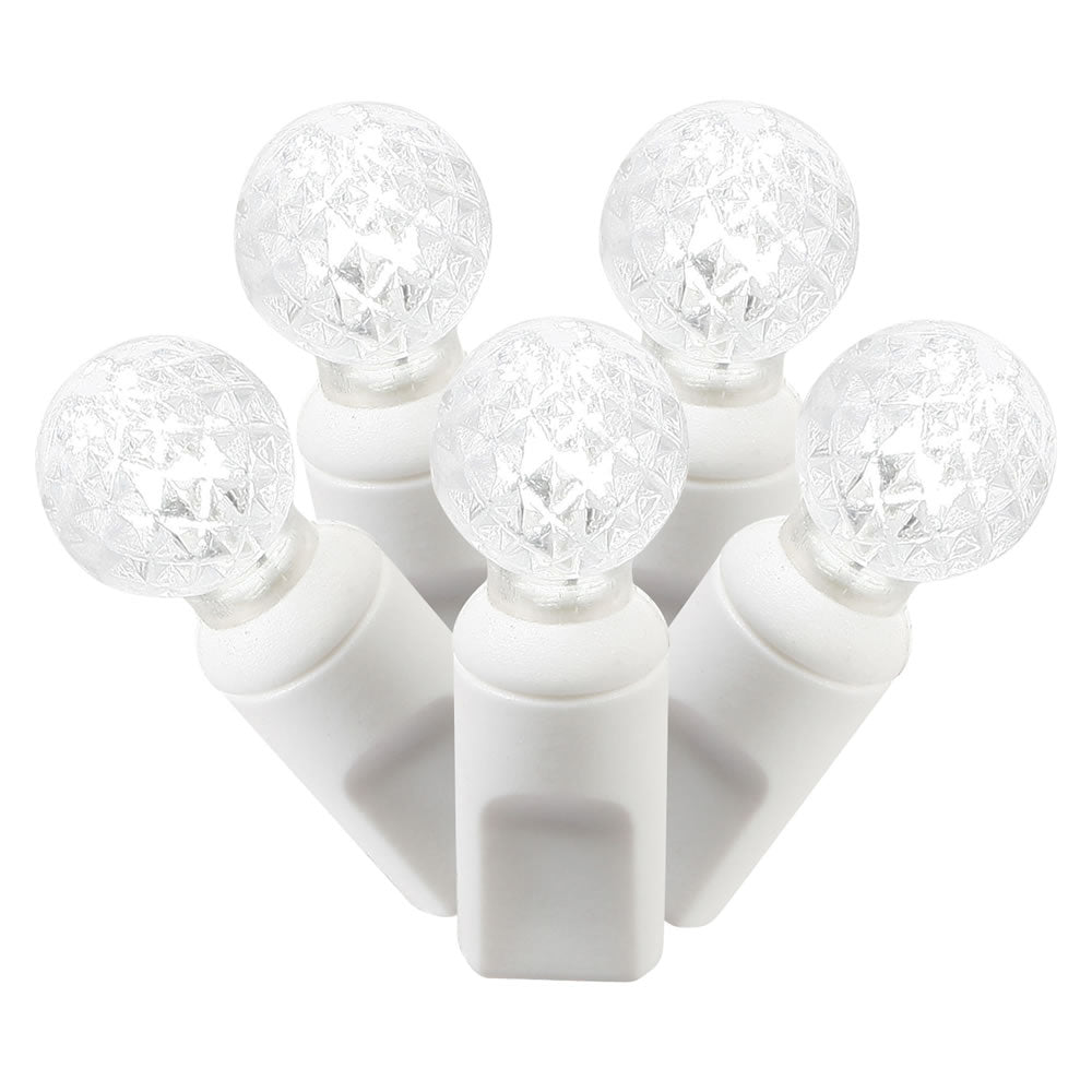 Vickerman 100 Pure White G12 LED Single Mold Light on White Wire 34' Christmas Light Strand