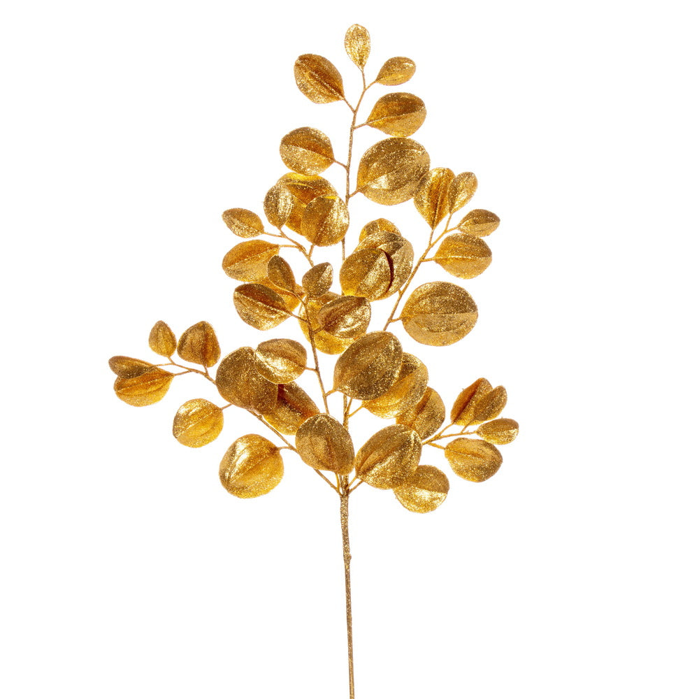 Vickerman 25" Gold Artificial Dogwood Glitter Spray 3 per bag.