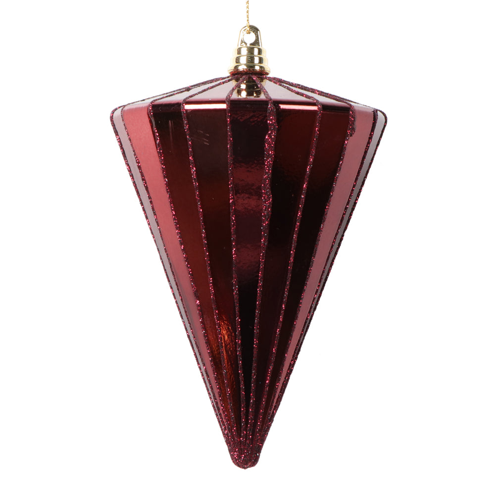 Vickerman 6" Shiny Burgundy Cone Ornament 3 per bag.