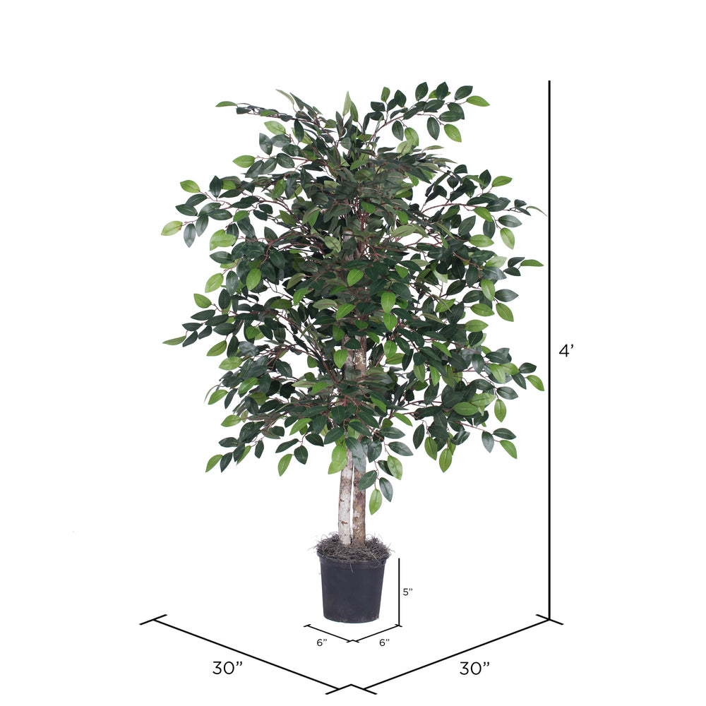 Vickerman 4' Artificial Minil Ficus Bush Black Plastic Pot