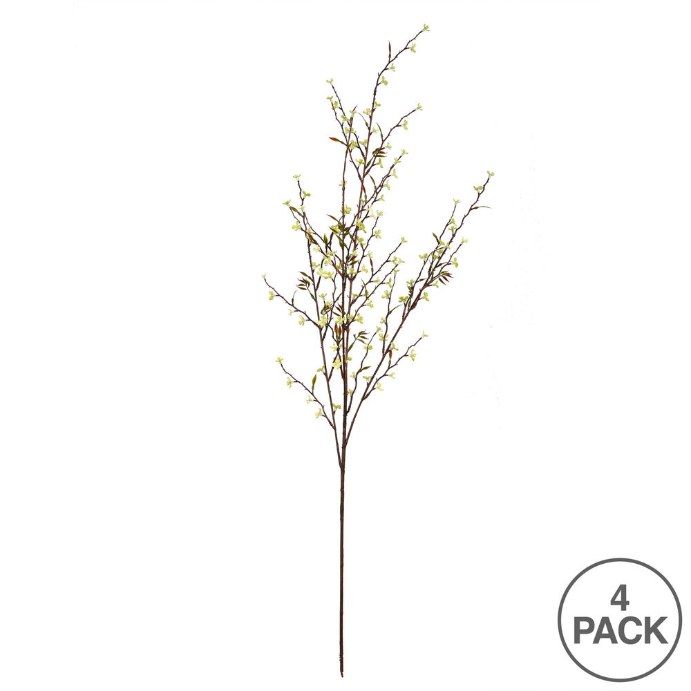 Vickerman 39" Artificial Green and Cream Mini Wild Flower Spray. Includes 4 sprays per pack.