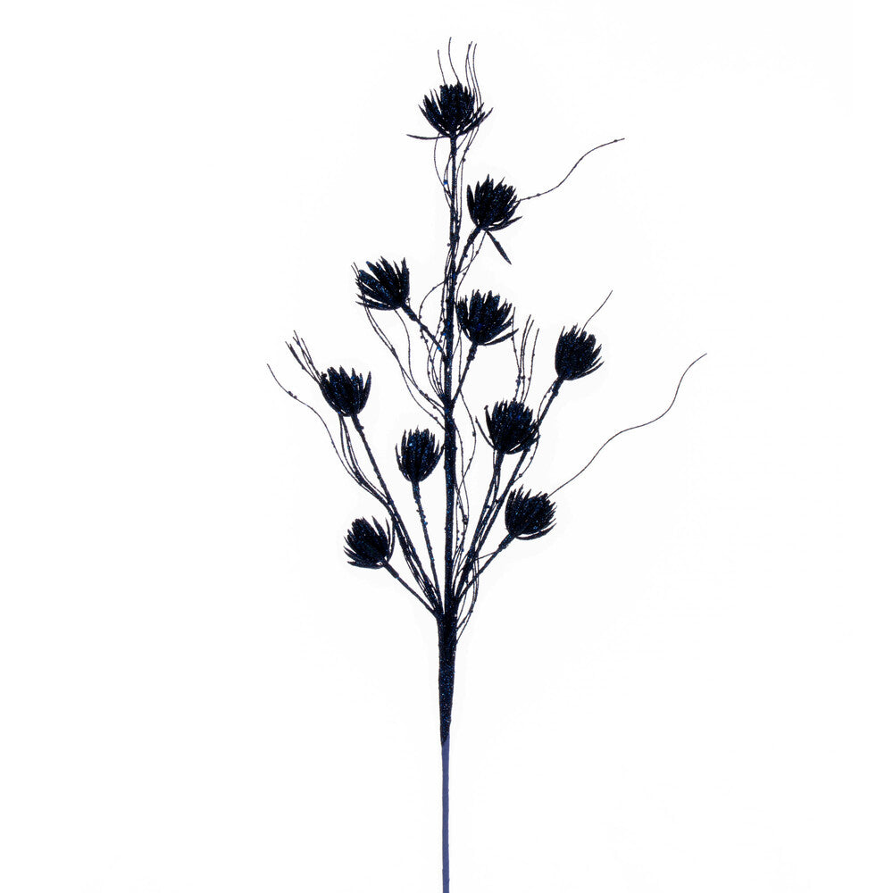 Vickerman 30" Midnight Blue Mini Flower Glitter Spray 6 per bag.