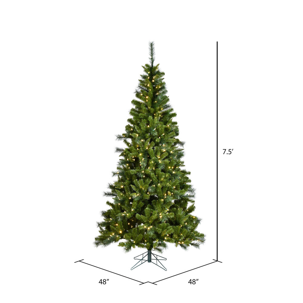 Vickerman 7.5' x 48" Malvern Mix EZ Artificial Christmas Tree Clear Dura-Lit® Incandescent lights