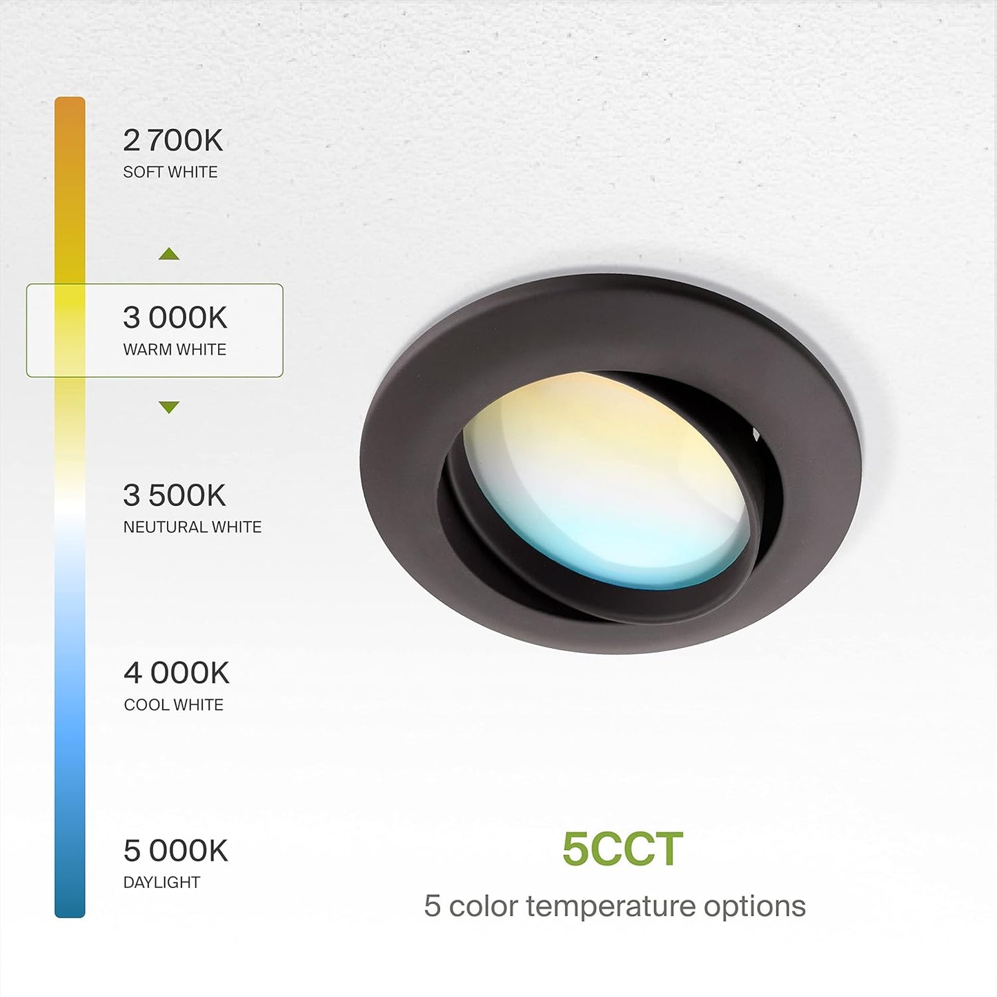 ASD Lighting LED Downlight Retrofit Kit Gimbal 6" 15W 120V CCT Selectable 2700/3000/3500/4000/5000K Dimmable Oil Rubbed Bronze UL 6pack