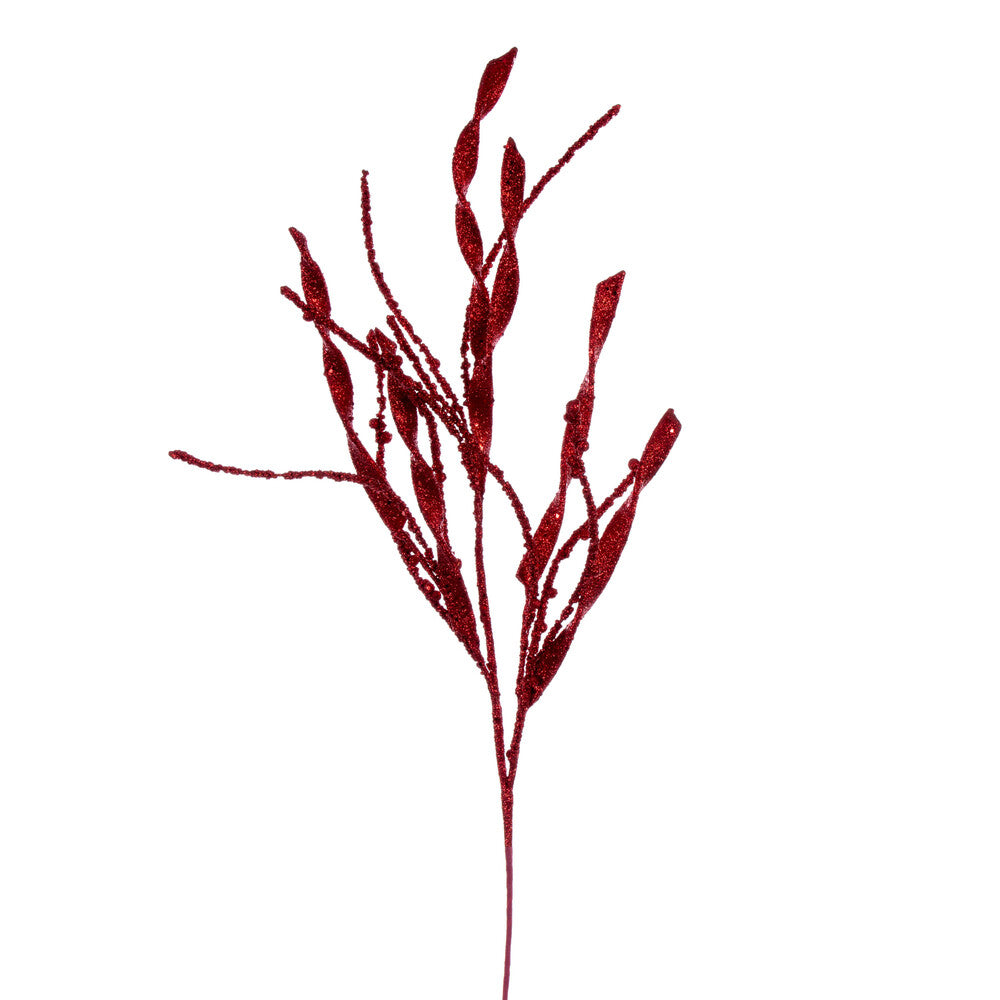 Vickerman 34" Red Wavy and Spiral Glitter Spray 6 per bag.