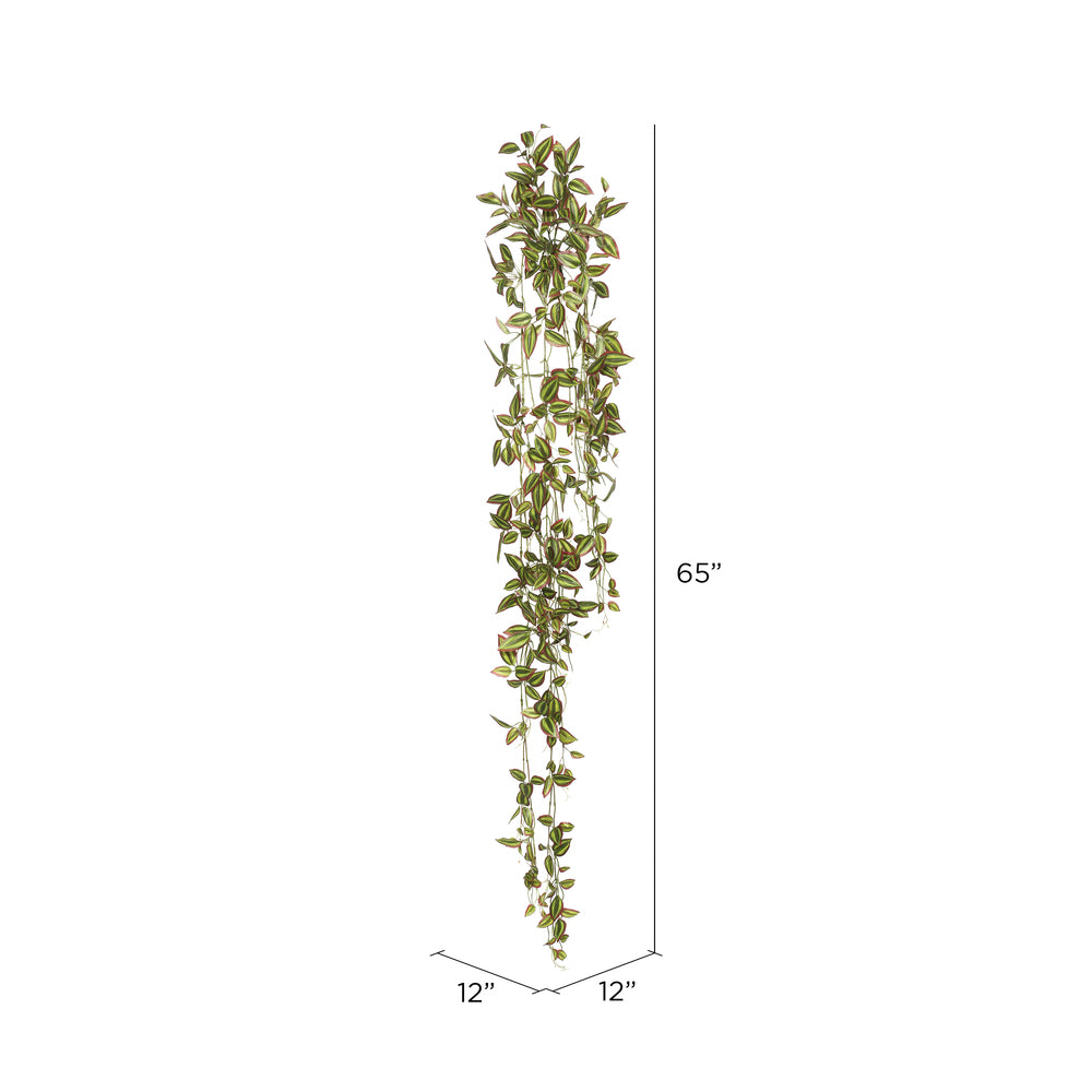 Vickerman 65" Artificial Green and Red Wandering Jew Hanging Bush.