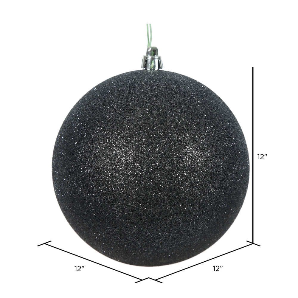 Vickerman 12" Black Glitter Ball Ornament