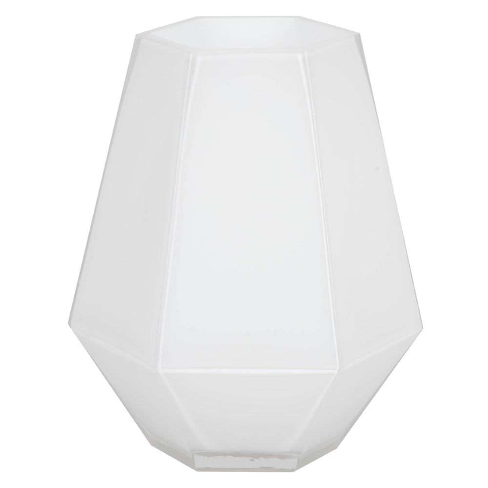 Vickerman 8.6" White Hexagon Glass Vase