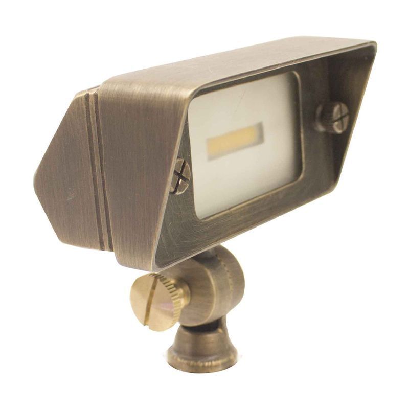 Westgate Directional Light, 12V/50W Max, Solid Brass, JC Bi-Pin, Antique Brass, W/ 3Ft. Cable & N/M Spike, Landscape Lighting , 6W, 300 Lumens, 3000K, Brass Finish