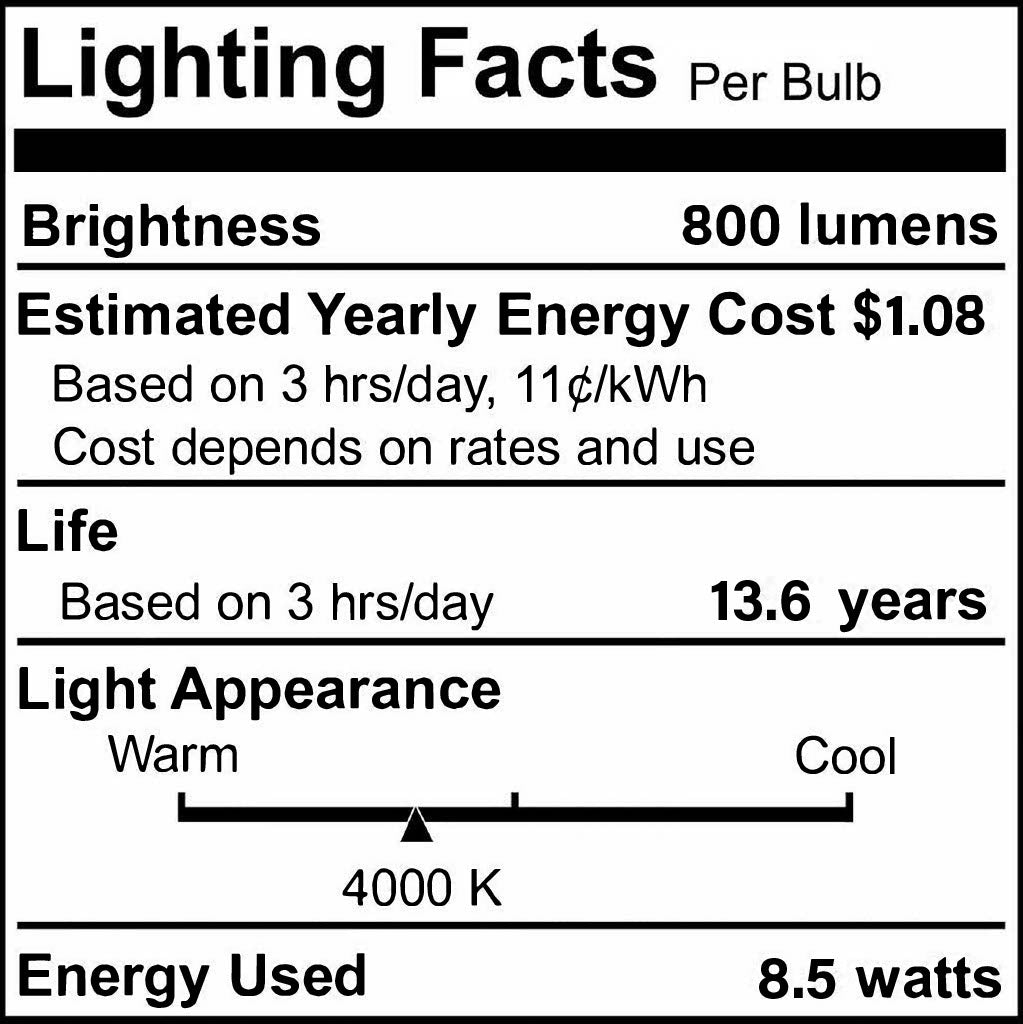 Bulbrite 774264 LED Filament 9 Watt Dimmable A19 Light Bulb with Frost Finish and Medium Screw E26 Base - 4000K(Cool White Light), 800 Lumens