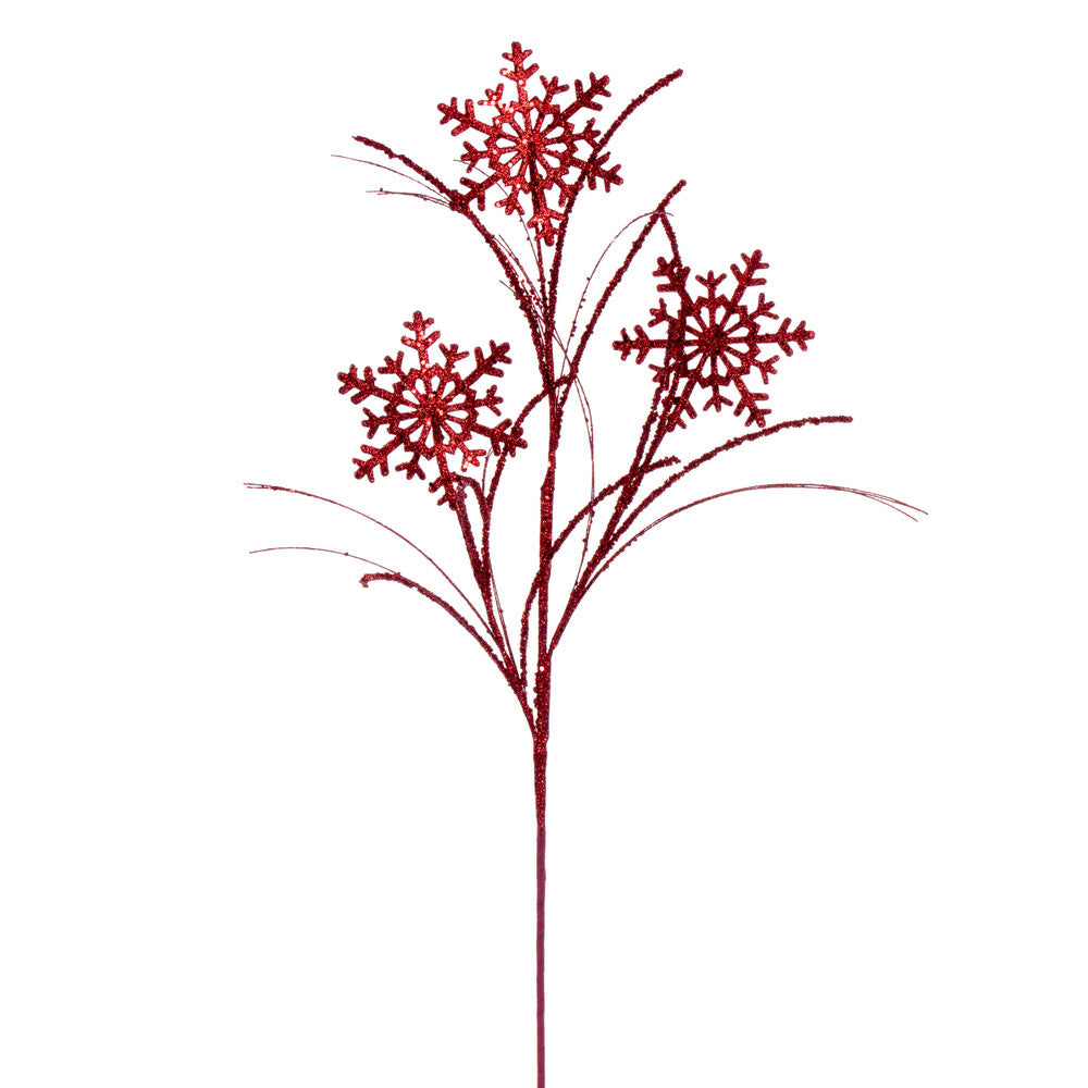 Vickerman 31" Red Snowflake Glitter Spray 6 per bag.