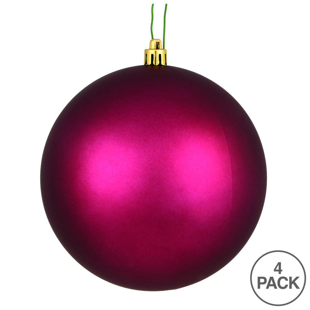 Vickerman 4.75" Berry Red Matte Ball Ornament 4 per Bag
