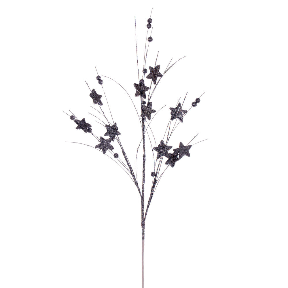 Vickerman 33" Pewter Star and Ball Glitter Spray 6 per bag.