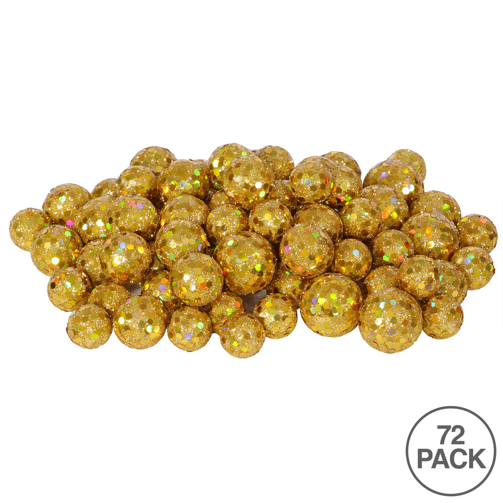 Vickerman 20MM/25MM/30MM Gold Glitter Polystyrene Ball Christmas Ornament 72 per Bag