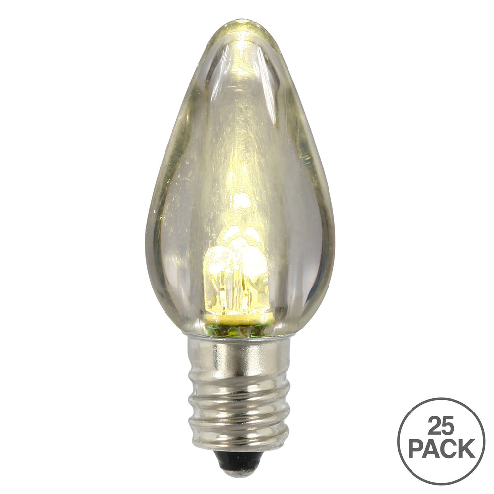 Vickerman C7 Twinkle Transparent Plastic LED Warm White Dimmable Bulb, 25 per Pack.