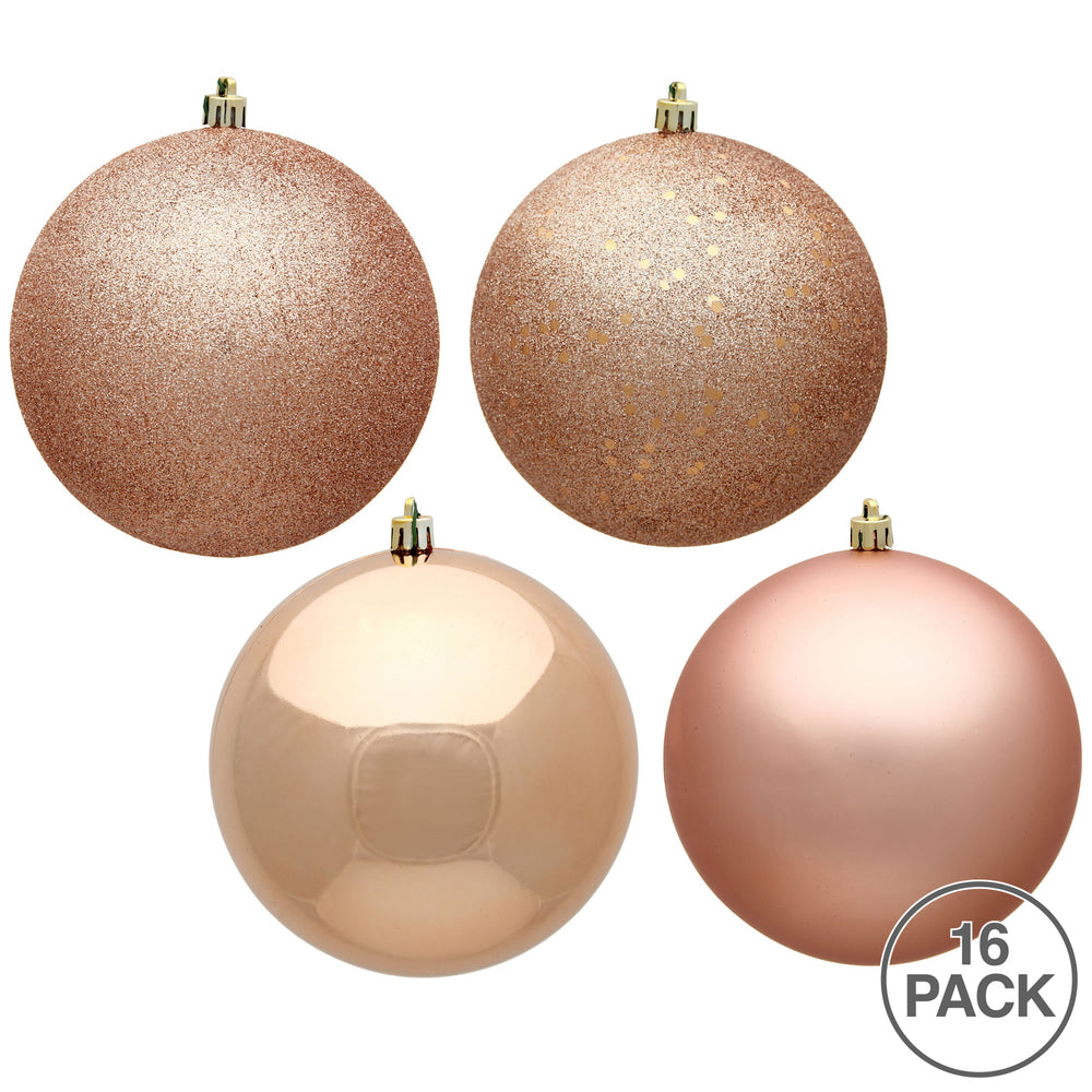 Vickerman 3" Rose Gold 4-Finish Ball Ornament Assortment 16 per Box