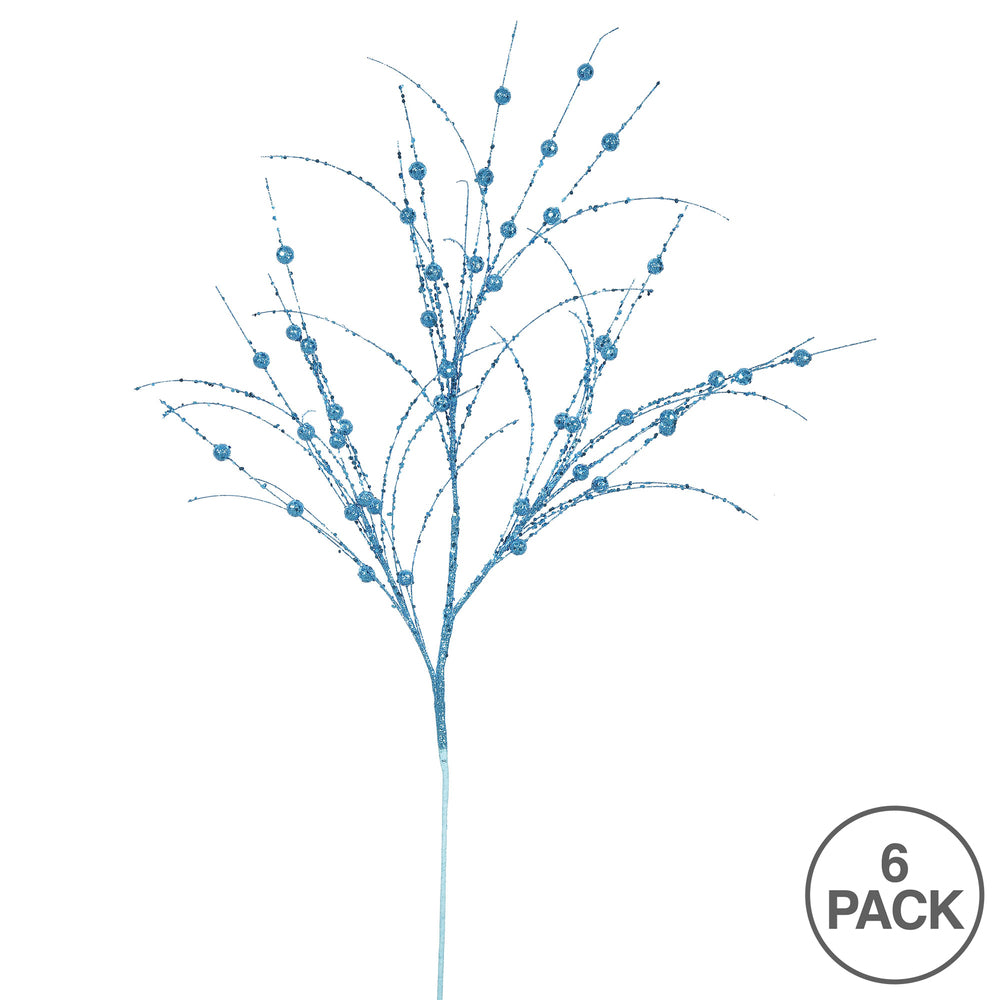 Vickerman 35" Turquoise Glitter Berry Artificial Christmas Spray. Includes 6 sprays per pack.