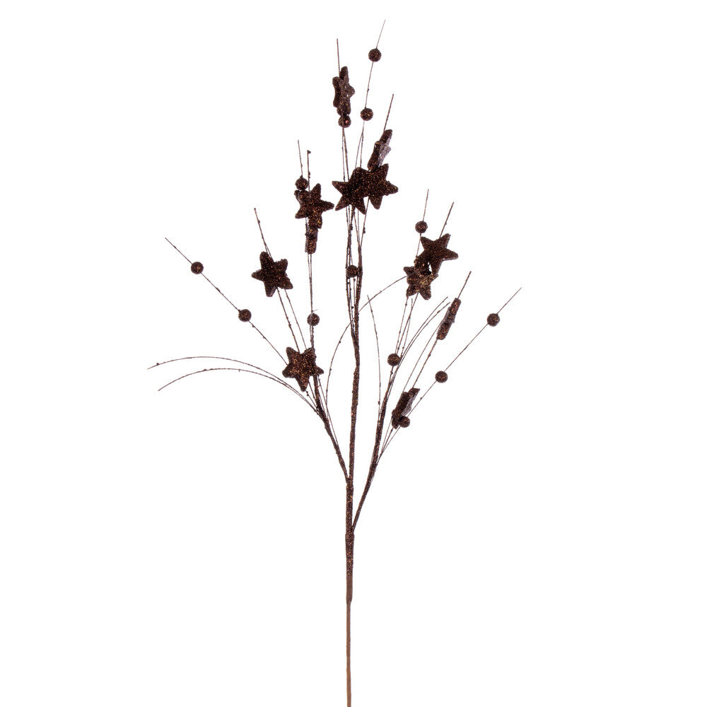 Vickerman 33" Chocolate Star and Ball Glitter Spray 6 per bag.