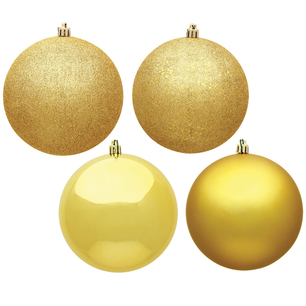 Vickerman 10" Honey Gold 4-Finish Ball Ornament Assortment 4 per Bag