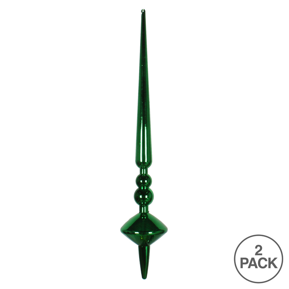 Vickerman 18" Green Shiny Cupola Finial Ornament Pack of 2