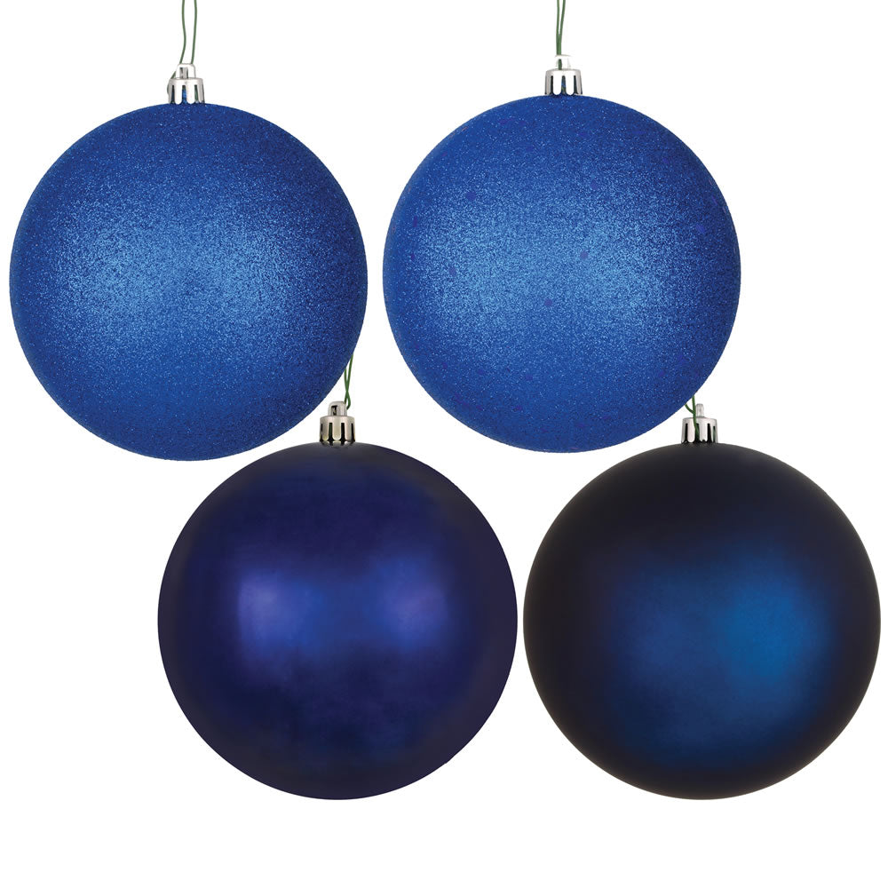 Vickerman 8" Midnight Blue 4-Finish Ball Ornament Assortment 4 per Bag