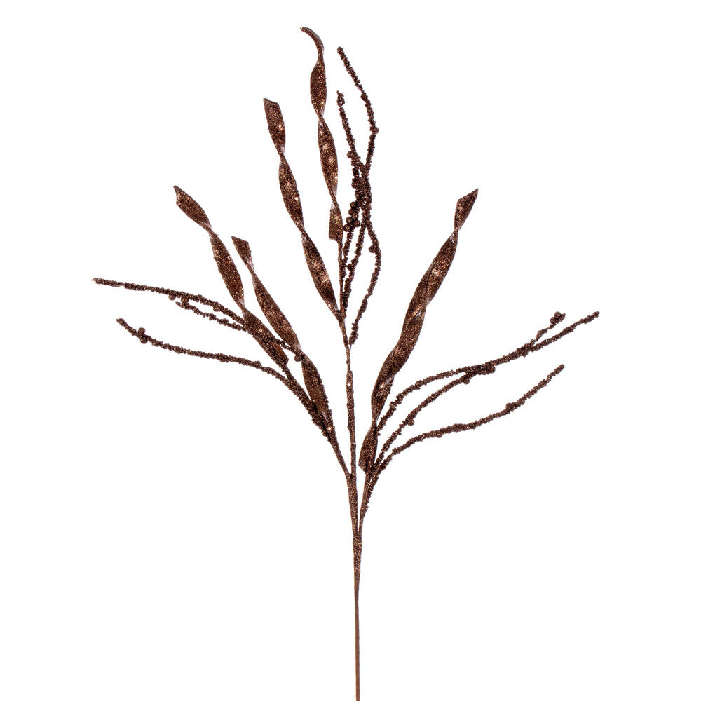 Vickerman 34" Mocha Wavy and Spiral Glitter Spray 6 per bag.