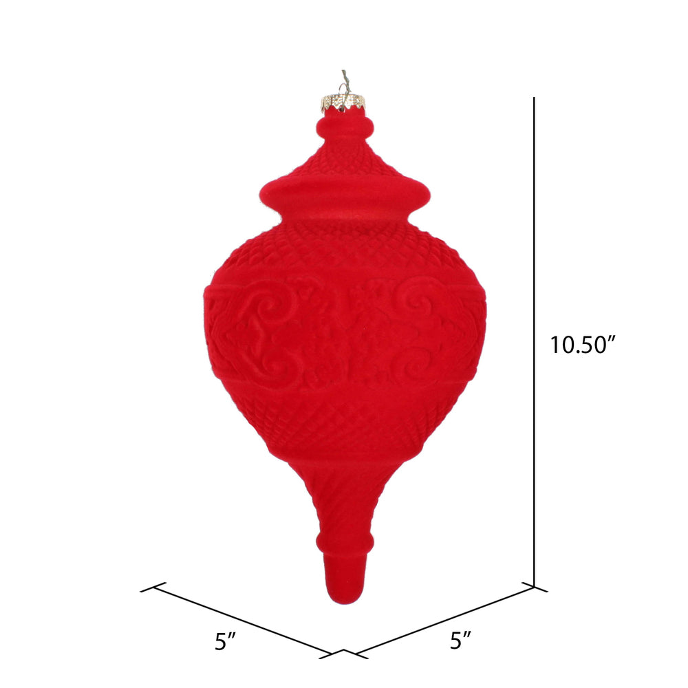 Vickerman 10.5" Red Flocked Finial Ornament