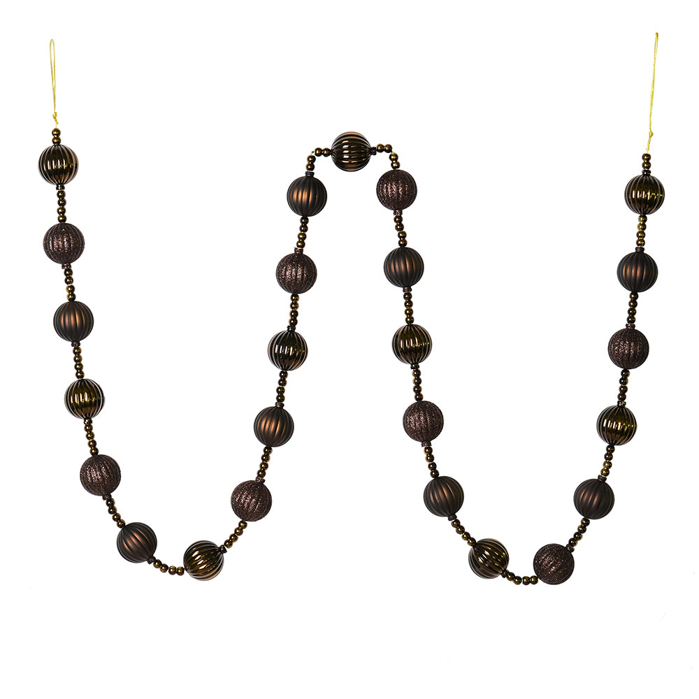 Vickerman 6' Chocolate Stripe Ball Ornament Christmas Garland