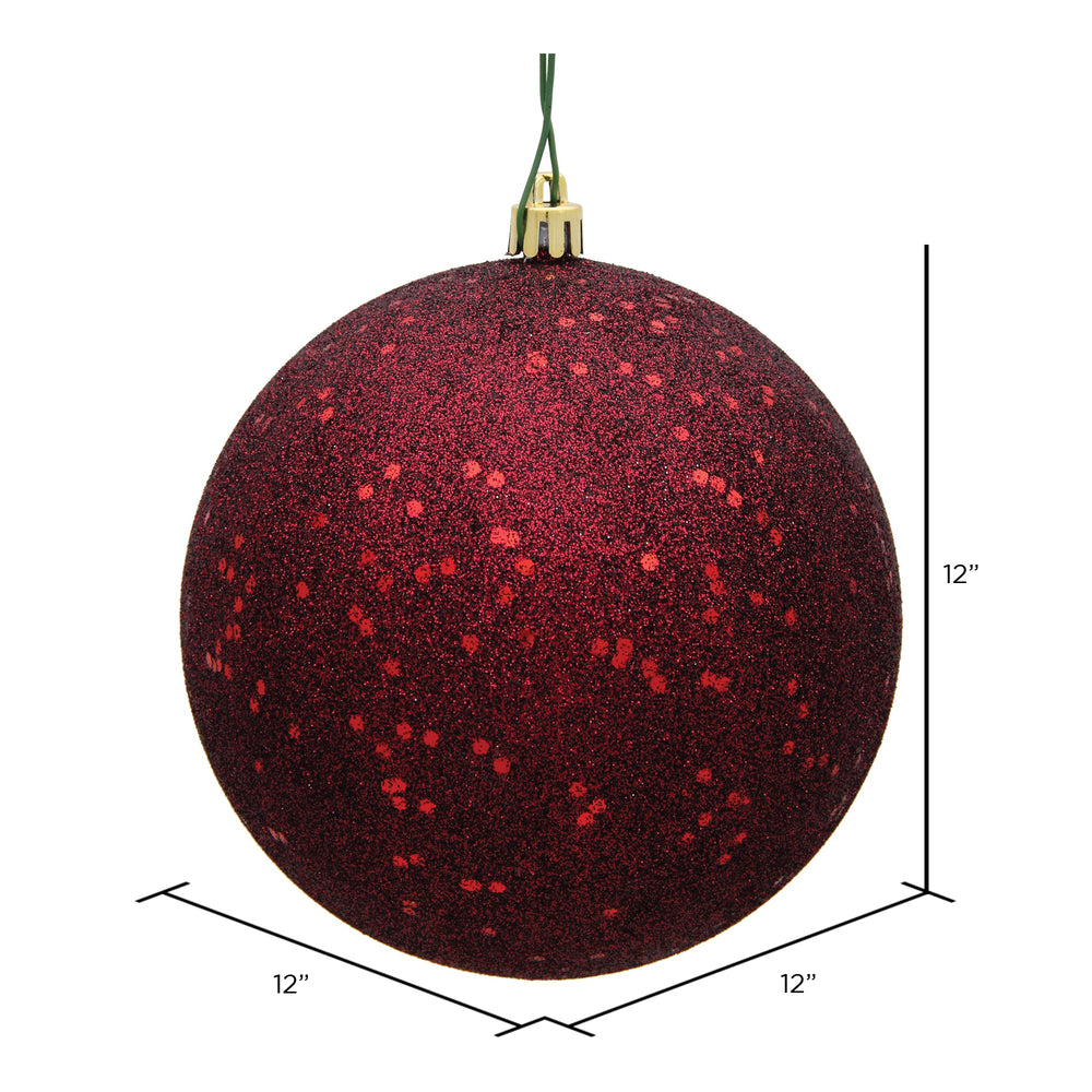 Vickerman 12" Burgundy Sequin Ball Ornament
