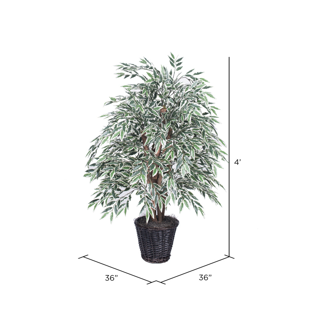 Vickerman 4' Artificial Variegated Smilax Extra Full Bush Rattan Basket