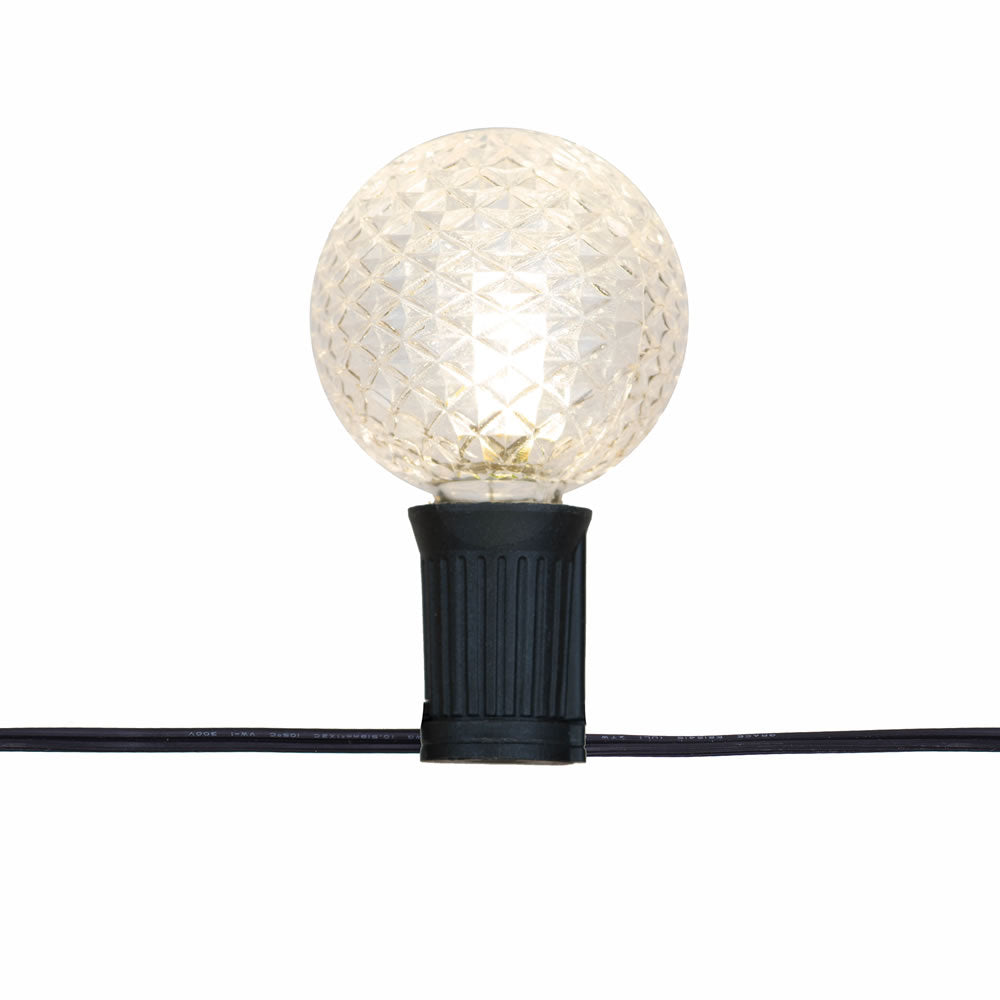 Vickerman 15 Warm White Low Voltage G50 Faceted LED Light Set 20' Christmas Light Strand