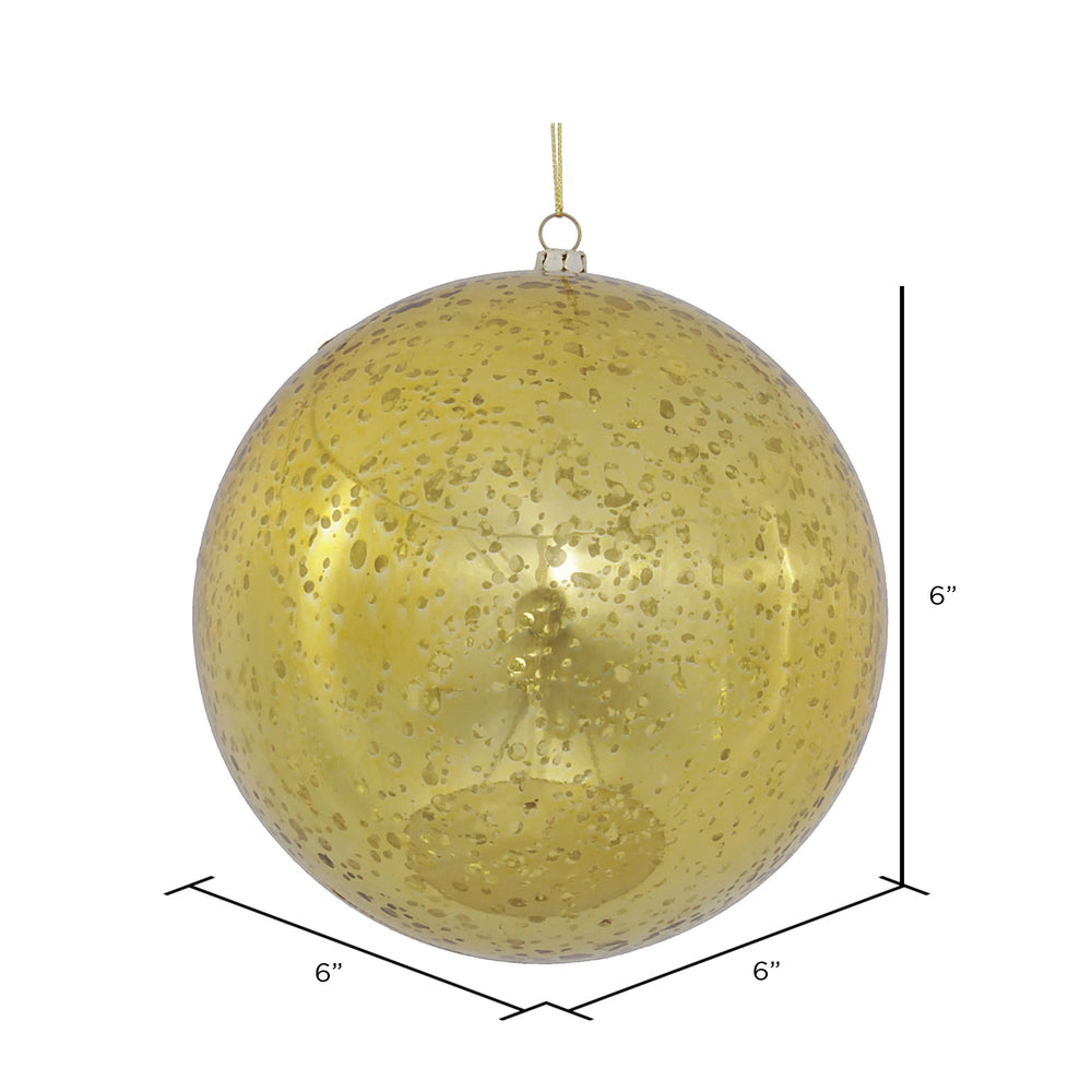 Vickerman 6" Gold Shiny Mercury Ball Ornament 4 per Bag